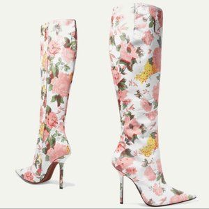 Vetements Floral-print Leather Knee-high Boots